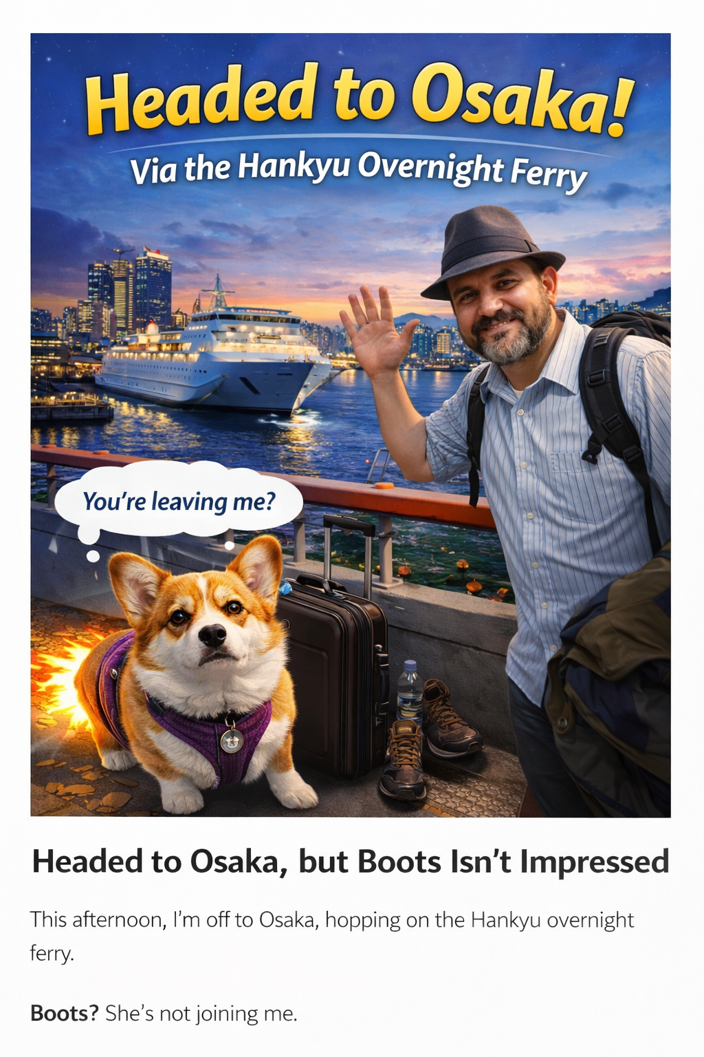 Headed to Osaka… But Boots Is Not Impressed